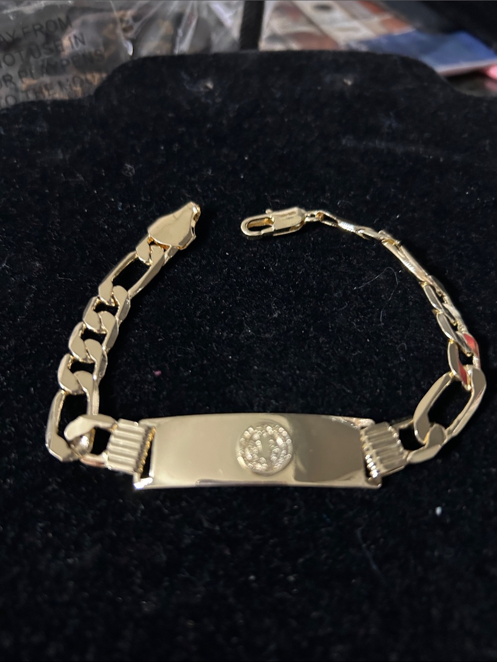 Gold ID Bracelet with Emblem